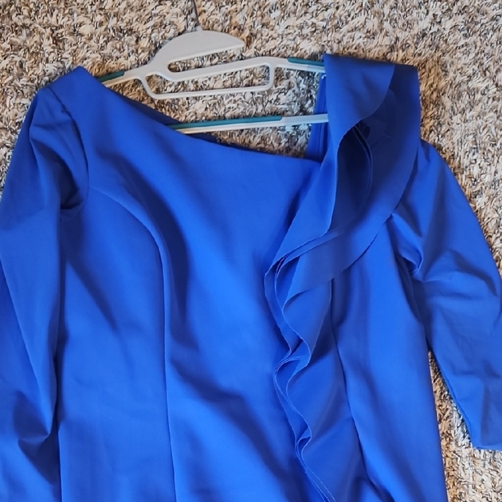 Elegant Blue Ruffled Blouse
